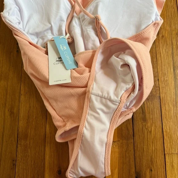Cupshe Happy Endings Blush Pink Ruffled One Piece Swimsuit - Picture 4 of 4